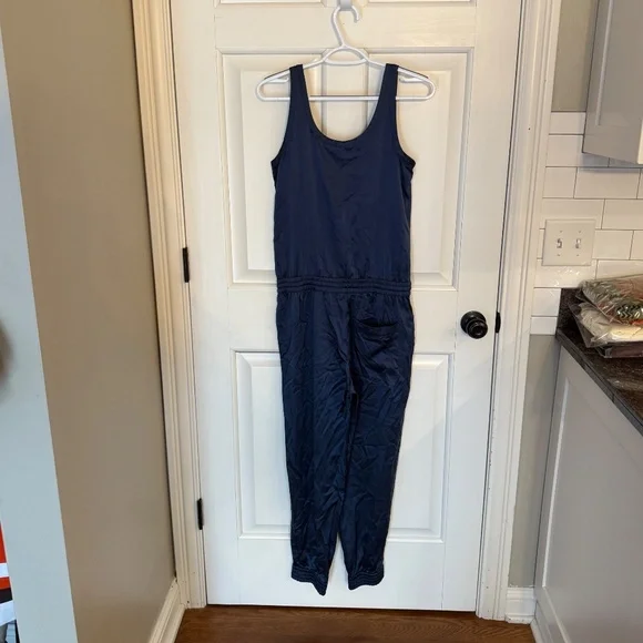 Theory Hekuba Silk Jumpsuit Dark Blue 31862